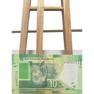 South Africa 10 Rand Banknote Featuring Rhinoceros Serial AJ6092275A Crisp Uncir